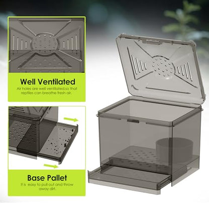 Spider Habitat Kit - Ready-to-Use Box for Small Insects,Dubia Roach, Cockroaches, Crickets, Scorpions, Centipedes, Mantises & Snails 3.74''x3.15''x3.35''(No Assembly Needed)