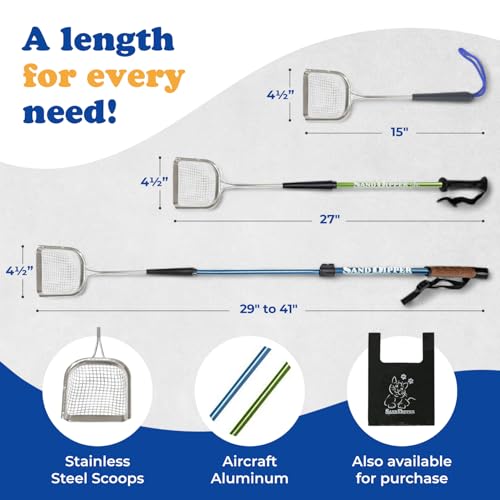 Sand Dipper Metal Cat Litter Scoop – Long Handle Cat Poop Scooper for Litter Box (41”), Heavy-Duty Stainless Steel Kitty Litter Scoop (Mid-Adjustable) - size: 4 - Mid-Adjustable