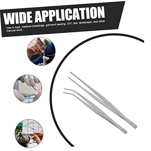 ARTIBETTER Stainless Steel Tweezers 2 Pcs Straight and Curved Nippers 25cm Long Angled Feeding Tongs for Reptile