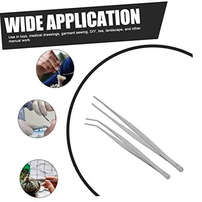 ARTIBETTER Stainless Steel Tweezers 2 Pcs Straight and Curved Nippers 25cm Long Angled Feeding Tongs for Reptile