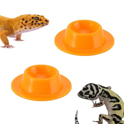 2 Pack Leopard Gecko Food Dish Gecko Calcium Dish Reptile Water Food Bowl Calcium Bowl for Bearded Dragon Lizard Turtle Gecko Jumping Spider