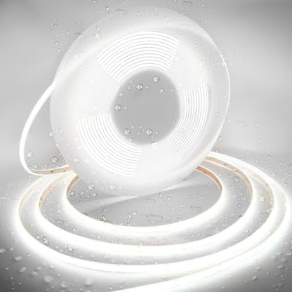 AXMOTUT 32.8ft COB LED Strip Lights Waterproof IP68, 6000K Daylight White Outdoor 24V Dimmable Silicone LED Tape Lighting High Density, 6000LM+, 3200LEDs Clips and Screws(Power Supply Not Included) - size: 6000K/32.8ft-IP68