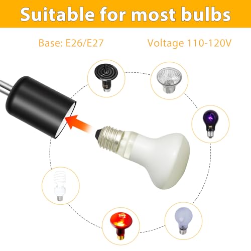 Reptile Heat Lamp with Clamp, UVA UVB Reptile Light with 360° Rotatable, Dimming and 2Pcs 50W Heat Bulb Simulated Sunlight Basking Light for Turtle Tortoise Lizard Snake Bearded Dragon