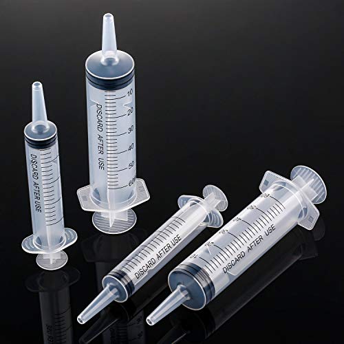 Frienda 4 Packs Large Plastic Syringe Measuring Syringe Tools Dispensing Multiple Uses (20 ml and 60 ml) - size: 20 ml and 60 ml