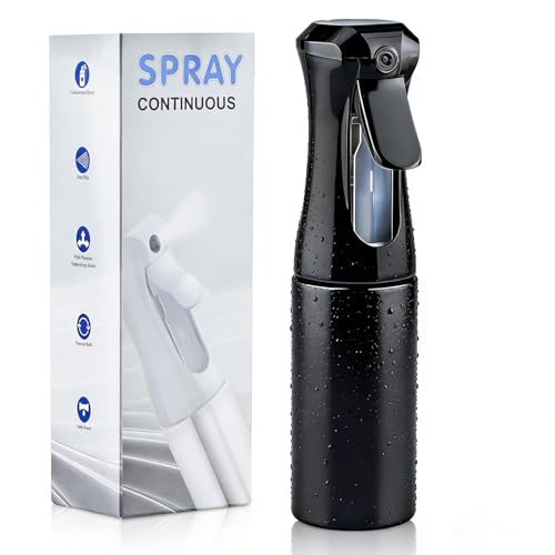Continuous Spray Bottle, 6.8 OZ Hair Spray Bottles, Ultra-Fine Mister Spray Bottle for Hairstyling, Cleaning, Plants, Pets, Salons, and More (1 Pack) - color: Whole Black