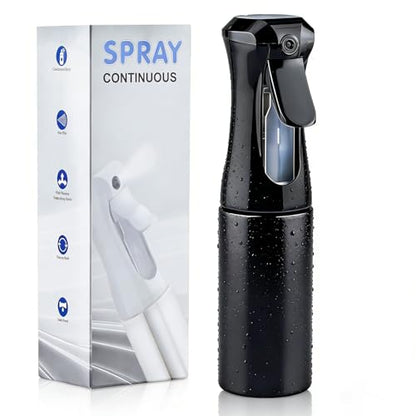 Continuous Spray Bottle, 6.8 OZ Hair Spray Bottles, Ultra-Fine Mister Spray Bottle for Hairstyling, Cleaning, Plants, Pets, Salons, and More (1 Pack) - color: Whole Black