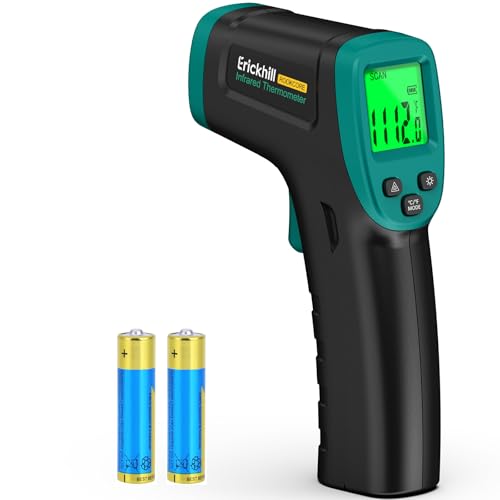 ERICKHILL ROOKCORE Infrared Thermometer -50℃~600℃ Adjustable Emissivity Non-Contact Laser Thermometer Gun LCD Backlit Display -Compact Size for Vehicle Repair/Cooking/BBQ/Freezer/Food, Dark Green - color: Backlit LCD