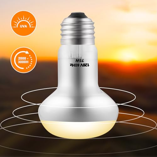 DXOPHIEX 2 Pack 75W Reptile Heat Lamp Bulbs Reptile Heat Bulbs, UVA Basking Bulb and Infrared Light Bulb Combo, Basking Light for Bearded Dragon, Turtles, Snake and Lizard - style: 75W Day & Night Heat Lamp