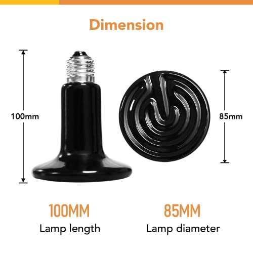 Simple Deluxe 150W Reptile Heat Lamp Bulb Ceramic Heat Emitter No Light Emitting Brooder Coop Heater for Amphibian Pet & Incubating Chicken, 2 Pack Black - size: 150 Watts, style: 2 Pcs