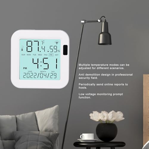 Digital Hygrometer Indoor Thermometer, Wired Room Thermometer and Humidity Gauge with LCD Backlit Display, Indoor Hygrometer Sensor for Bedroom, Baby Room, Office, Terrarium