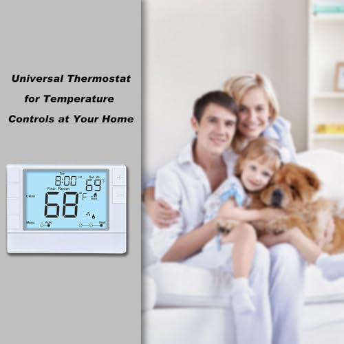 Super Programmable Thermostat for Home，2 Heat/1 Cool Heat Pump Or 1 Heat/1 Cool Conventional Systems, White Backlight - color: White