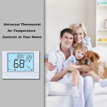 Super Programmable Thermostat for Home，2 Heat/1 Cool Heat Pump Or 1 Heat/1 Cool Conventional Systems, White Backlight - color: White