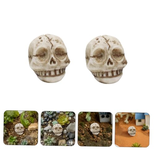 Luxshiny 20pcs Resin Skull Figurines Miniature Skull Aquarium Decor for Garden Flower Pot and Terrarium Halloween Outdoor Tabletop Decoration