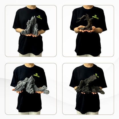 FZONE Resin Seiryu Stone Model Ph-Neutral Aquarium Rocks for aquascaping, Micro-Landscapes - size: 02 Seiryu Stone 7.48" × 5.51" × 7.87"