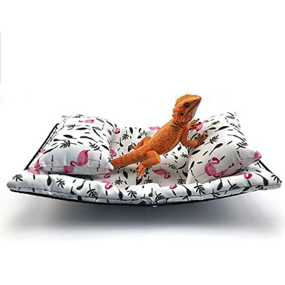Bearded Dragon Hammock Lizard Hammock Reptile Bed with Pillow Lizard Habitat Soft and Warm Small Animal Sleeping Bag Set