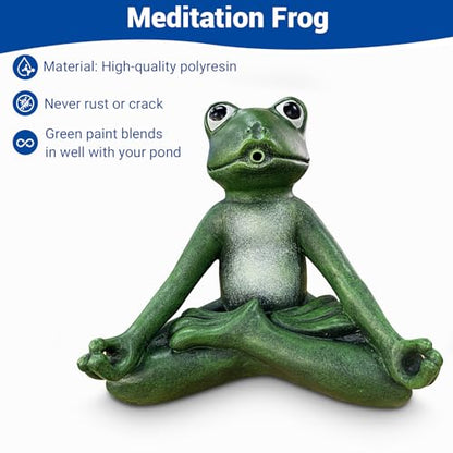 NFESOLAR Zen Meditation Frog Spitter Fountain for Water Feature | Frog Fountain with Clear Tubing, Never Rust or Crack for Ponds, Water Gardens N9711 - size: Zen Meditation Frog
