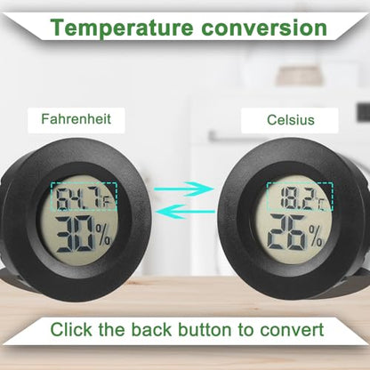 Reptile Thermometer and Humidity Gauge Digtal Terrarium Thermometer Circular Bearded Dragon Cage Accessories Reptile Temp and Humidity Gauge for Leopard Gecko Hermit Crab Gecko Lizard Etc 2pc - size: Circular