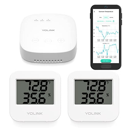 YoLink SpeakerHub & Two Temp/Humidity Sensors Starter Kit – Audio Hub Plays Tones/Sounds, Spoken Messages, Text Messages, LoRa-Powered ¼ Mile Range, Compatible with IFTTT, WiFi Required - style: 2-Pack with SpeakerHub