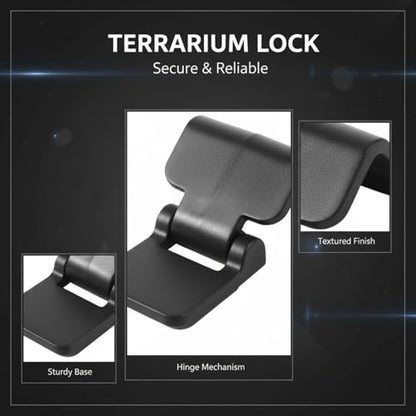 6 Pcs Terrarium Lock for 0.7 in Lid, Black Plastic Aquarium Clips, Old Version Escape Reptile Clips, Reptile Cage Lock and Pet Terrarium Lid Latch