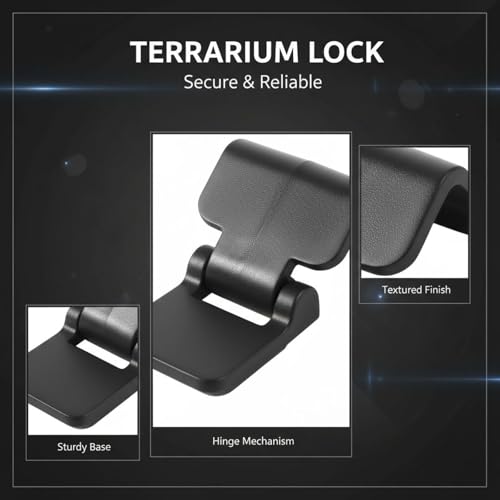 6 Pcs Terrarium Lock, Black Plastic Clips for Aquarium & Reptile Cages, Old Version Escape Prevention Latch, Long-Lasting, Fits 0.7 in / 1.7 cm Lids