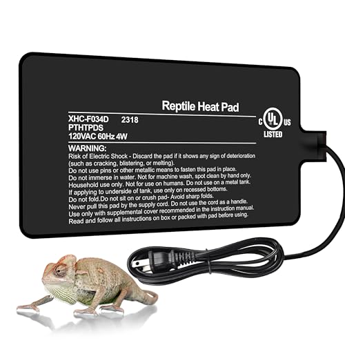 4x7 Inch Reptile Heating Pad 4W Electric Reptile Heat Pad Waterproof Under Tank Terrarium Heat Mats for Reptiles, Amphibians & Small Pets - color: Black, size: 4" x 7"(4W)