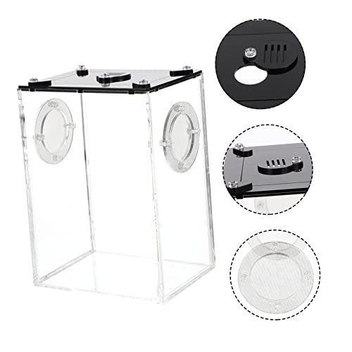 ibasenice Transparent Acrylic Reptile Box for Household Lizard and Small Animal Breeding Tank Viewing Cage Suitable for Spiders Lizards Frogs Corn Snakes and Small Reptiles