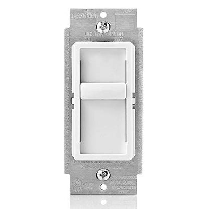 Leviton SureSlide Dimmer Switch for Dimmable LED, Halogen and Incandescent Bulbs, 6672-1LW, White - color: White