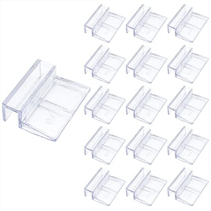 16 PCS 10mm Acrylic Aquarium Cover Clip, Clear Fish Tank Glass Cover Clip Support Holder Universal Lid Clips for Rimless Aquariums