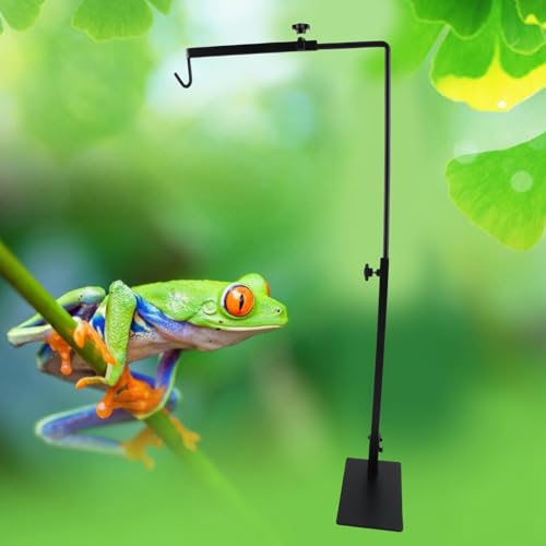 Adjustable Landing Light Lamp Stand Bracket for Pet Reptiles, Metal Landing Light Stand with Fixed Wire Casing, Sturdy and Durable Landing Lamp Bracket for Tortoise Centipede Spide