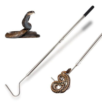Snake Hook, Stainless Steel Extensible snake grabber tool, 33 inch Sturdy snake Catcher Handling Stick Trap Tool Tong for Herpetologists, Wildlife control personnel, Wranglers, Removal Experts