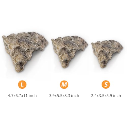 Reptile Hides Large Rock Reptile Cave Hideout Terrarium Habitat Decor Ornament Shelter for Snake Geckos Lizards Bearded Dragon Turtle Frogs Amphibians