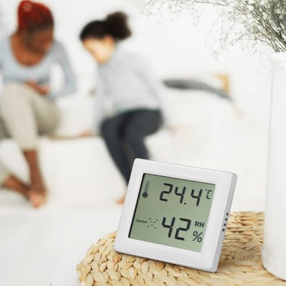 2 Pcs Digital Hygrometers with LCD Large Screen Display, Abs Material Indoor Humidity and Temperature Gauge for Daily Life Use, Compact Design Suitable for Pets, Babies,