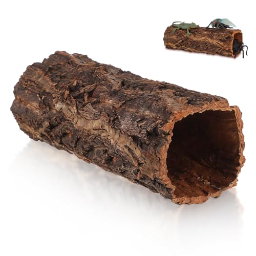 SEWACC Reptile Hideout Cave Wooden Turtle Hide Gecko Hut Climbing Habitat Shelter Natural Terrarium Decor for Amphibians and Lizards