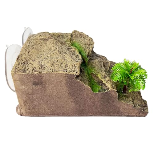 kathson Turtle Basking Platform with Suction Cups Tortoise Climbing Step Ledge Aquarium Ornament Rock Turtle Floating Dock Resting Basking Terrace for Amphibians Reptile (Yellow)