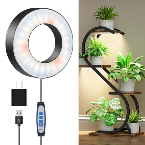 Wiaxulay Grow Lights for Indoor Plants, 48 LEDs Full Spectrum LED Plant Grow Light, Under Cabinet Grow Lamp with Auto Timer 6/12/16 Hrs, 3 Lighting Mode, 5 Brightness Levels, One Head (3.5in) - size: 3.5in-One Head