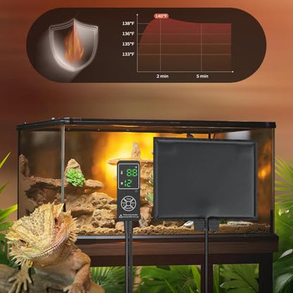 Reptile Heating Pad - PVC 20x45cm | Terrarium Under Tank Heater | for Hermit Crab Snake, Turtle Lizard, Frog Spider, and Other Reptiles Safe Environment All Cold-Blooded Companions. - color: Orange