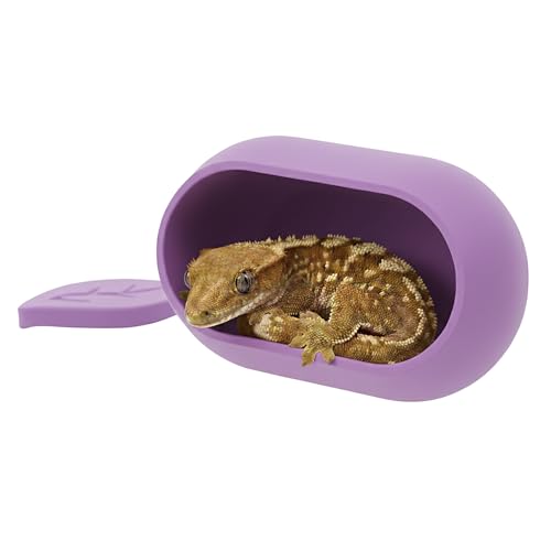 Magnetic Leaf Pod Hide, Glass-Mounted Shelter for Frogs & Reptiles (Lavender Bliss, Double) - color: Lavender Bliss, size: Double
