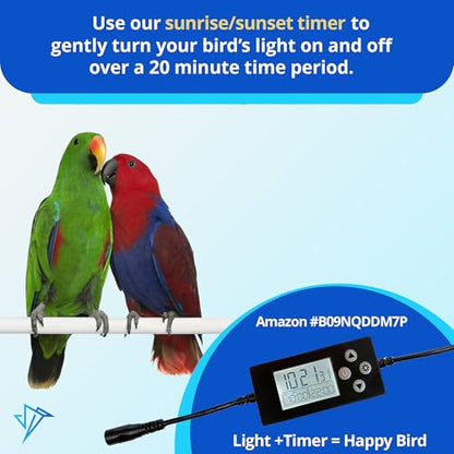 HappyBird Lighting Bird Cage Light with Chew Guard - Full Spectrum LED Pet Light - Simulates Natural Environment - Safe for Hookbill Birds – Easy to Install - (18" Long) - size: 18"