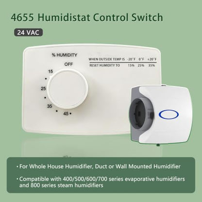 4655 Manual Humidistat Digital Control Humidistat for Whole House Humidifier, Duct or Wall Mounted Humidifier,24VAC
