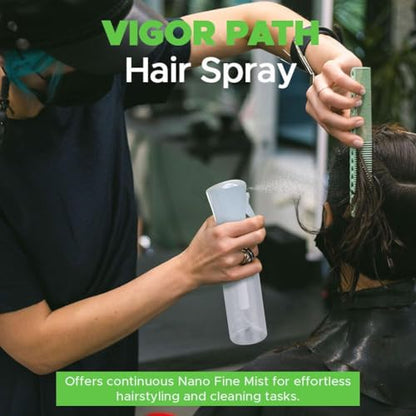 VIGOR PATH Continuous Spray Bottle for Hair – Fine Mist Mister for Hairstyling, Cleaning, Plants, Pets, Barbers, Salons, and Essential Oil Applications (300ml/10.1 oz) Clear 2 Pack