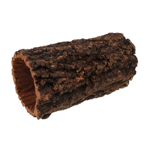 DECHOUS Natural Cork Round Reptile Hideaway 7.9x3.9 Inch Leopard Gecko Crested Gecko Terrarium Decor Wood Bark Hideout Cave for Small Reptiles Amphibians