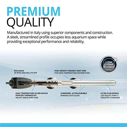 Fluval M 150-Watt Submersible Aquarium Heater – Reliable, Compact Heating with Mirror Technology for Fresh & Saltwater Tanks Up to 45 Gallons - size: M150
