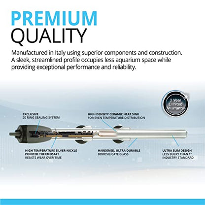 Fluval M 150-Watt Submersible Aquarium Heater – Reliable, Compact Heating with Mirror Technology for Fresh & Saltwater Tanks Up to 45 Gallons - size: M150