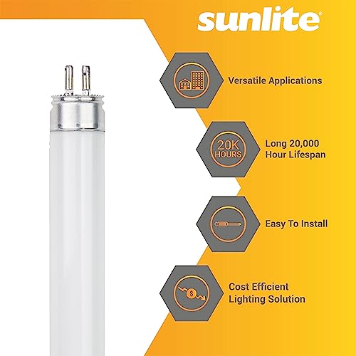 Sunlite 30420 F39T5/835/HO 34-Inch T5 Linear Fluorescent Lamp, 39 Watts, 3100 Lumens, 3500K Neutral White, Miniature G5 Bi-Pin Base, ROHS Compliant, High Performance Straight Tube, 40 Pack - color: 3500k, style: 39 watts (34-Inch)