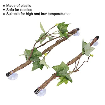 Reptile Corner Branch Terrarium Plant Decoration with Suction Cups Artificial Plastic Plant for Amphibian Lizard Snake Climbing