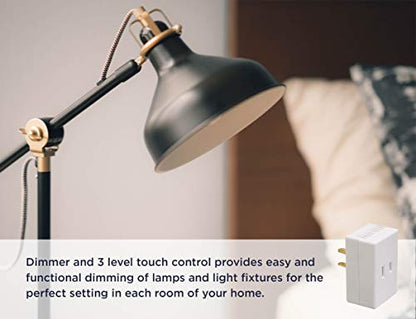 Westek Touch Lamp Control Dimmer Switch – Small Plug-In Device Converts Lights to Touch Lamp, 3 Way Switch – No Wiring, Easy to Install, Ideal for Floor, Bedside and Hard to Reach Lamps at Home, White, 6004B