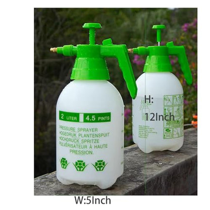 1/2 Gallon Handheld Pump Sprayer, 2 Pack Garden Pressure Sprayer with Adjustable Brass Nozzle, Multi-Purpose 75 Oz Water Spray Bottle Ideal for Watering, Fertilizing, Cleaning (White-2L) - color: White-2L