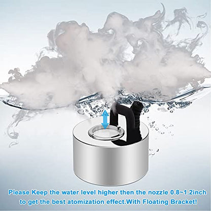 FITNATE 350ml/H Mist Maker, Stainless Steel Mist Maker Fogger for Water Fountain Pond Rockery, with Removable Splash Guard, Atomized Disc and Changing Tools
