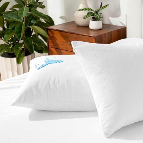Bare Home Premium Pillow Protectors - Standard Size (2 Pack) - Premium 100% Waterproof & Breathable - Cooling - Vinyl Free Hypoallergenic - 10 Year Warranty (Standard Size, Pack of 2) - color: White, size: Standard