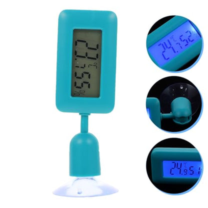 Digital Reptile Thermometer with 360° Rotary Night Light and Suction Cup, Green Mini Hygrometer for Leopard Gecko and Bearded Dragon Tank Temperature Monitoring